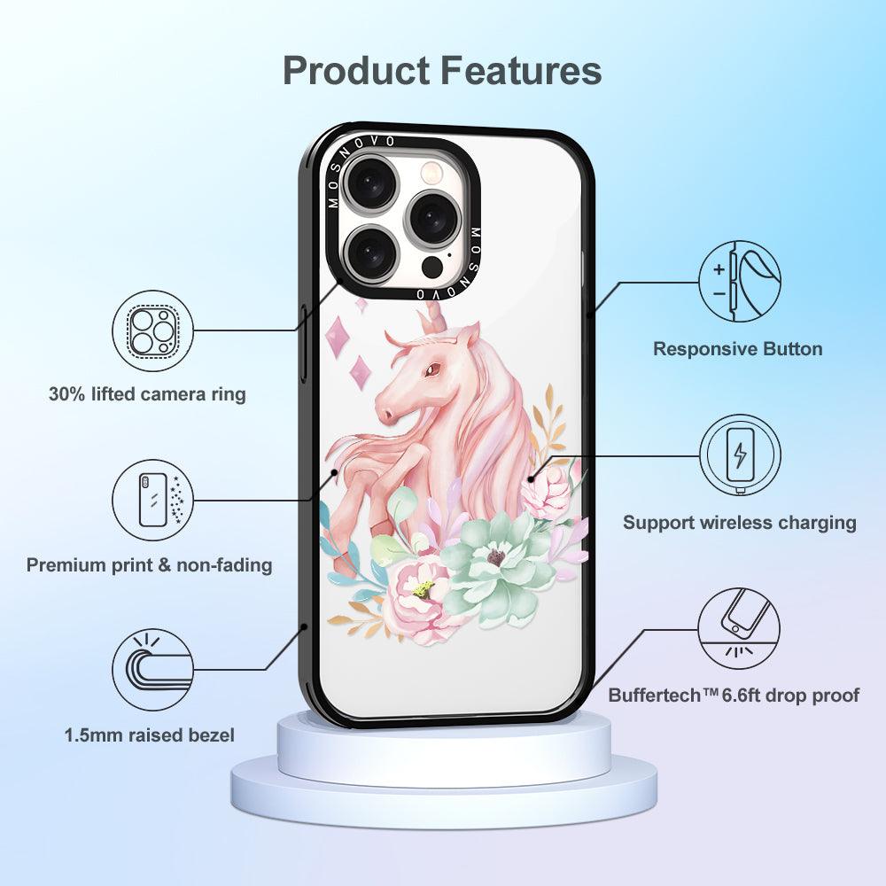 Elegant Flowers Unicorn Phone Case - iPhone 15 Pro Max Case - MOSNOVO