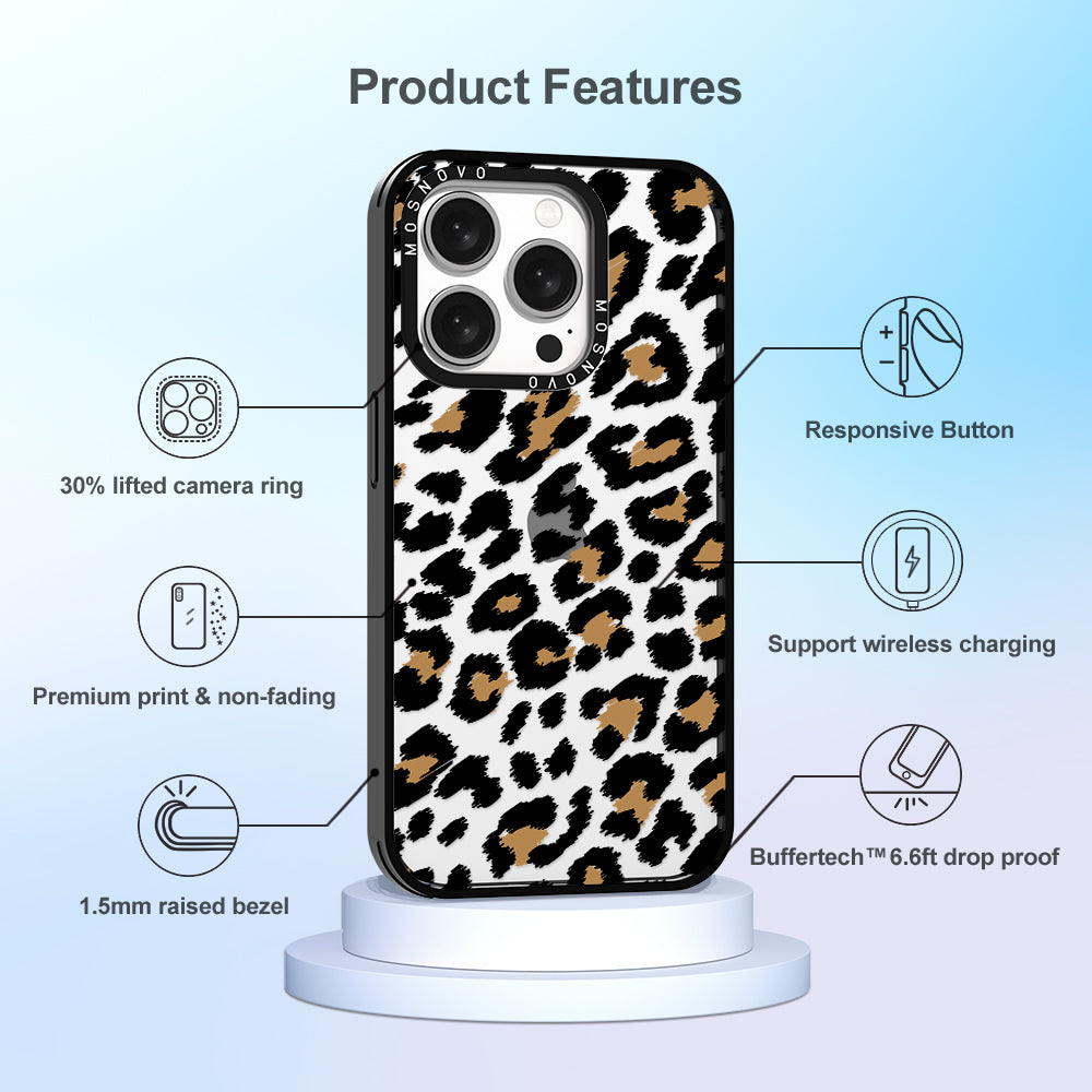 Leopard Print Phone Case - iPhone 15 Pro Case - MOSNOVO