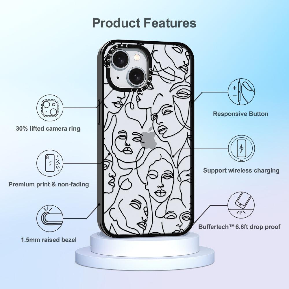 Abstract Face Line Art Phone Case - iPhone 15 Plus Case - MOSNOVO