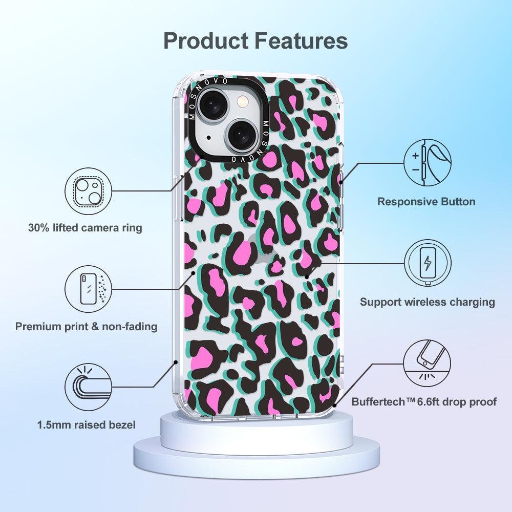 Hot Pink Leopard Print Phone Case - iPhone 15 Case - MOSNOVO