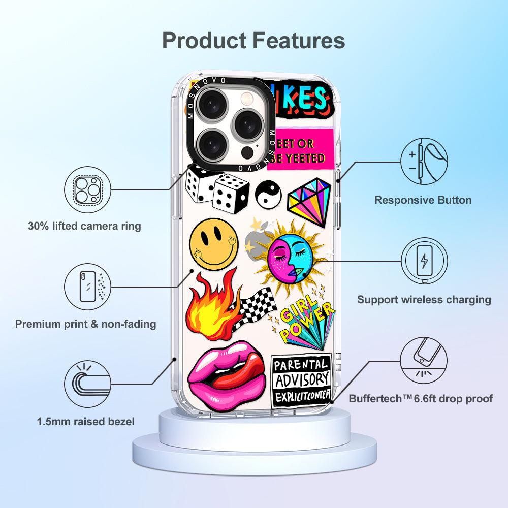 Funky Stickers Phone Case - iPhone 15 Pro Max Case - MOSNOVO