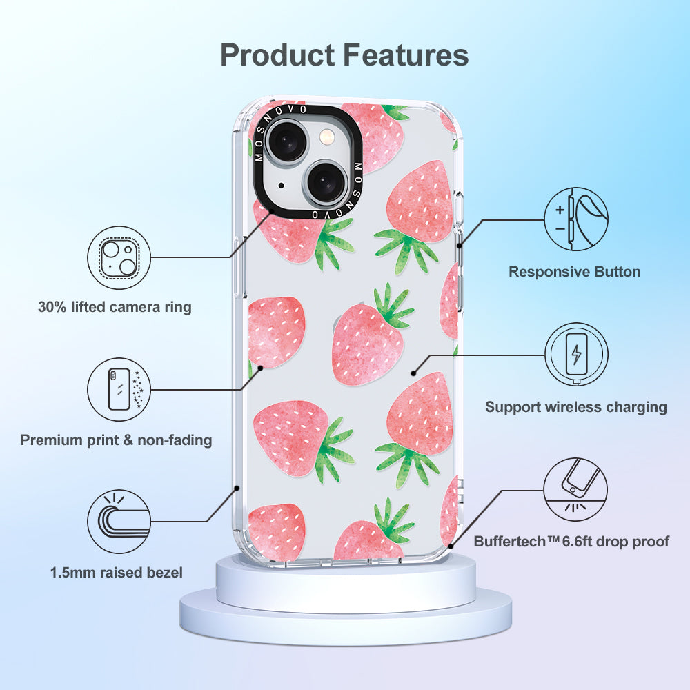 Pastel Strawberry Phone Case - iPhone 15 Case - MOSNOVO