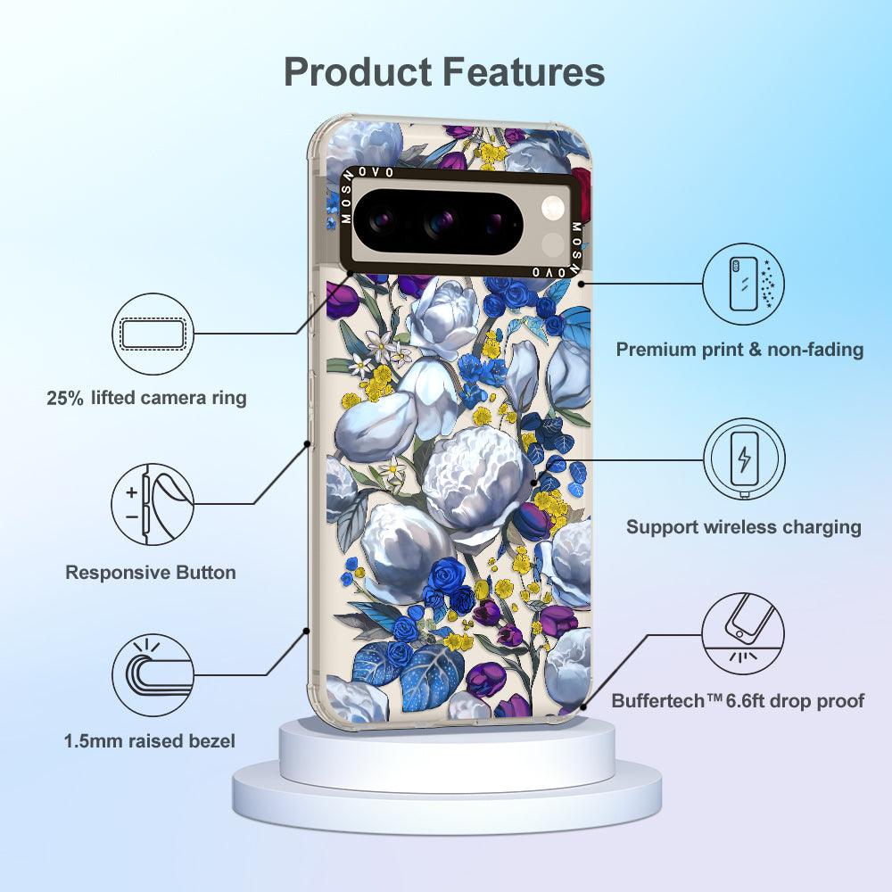 Purple Blue Floral Phone Case - Google Pixel 8 Pro Case - MOSNOVO