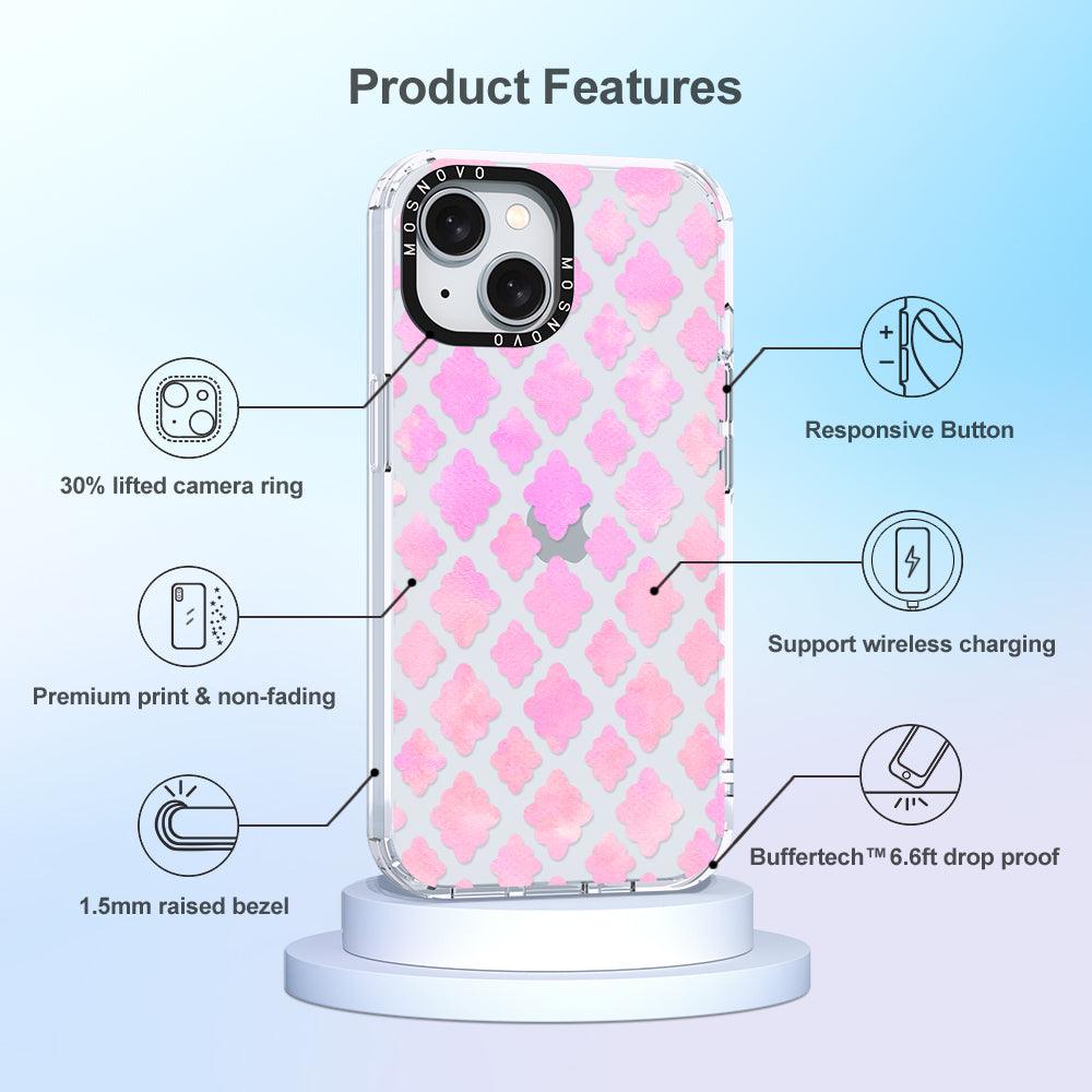 Pink Flower Diamond Phone Case - iPhone 15 Plus Case - MOSNOVO