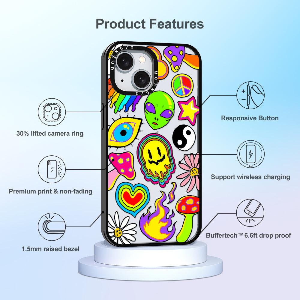 Hippie Rainbow Face Love Phone Case - iPhone 15 Case - MOSNOVO