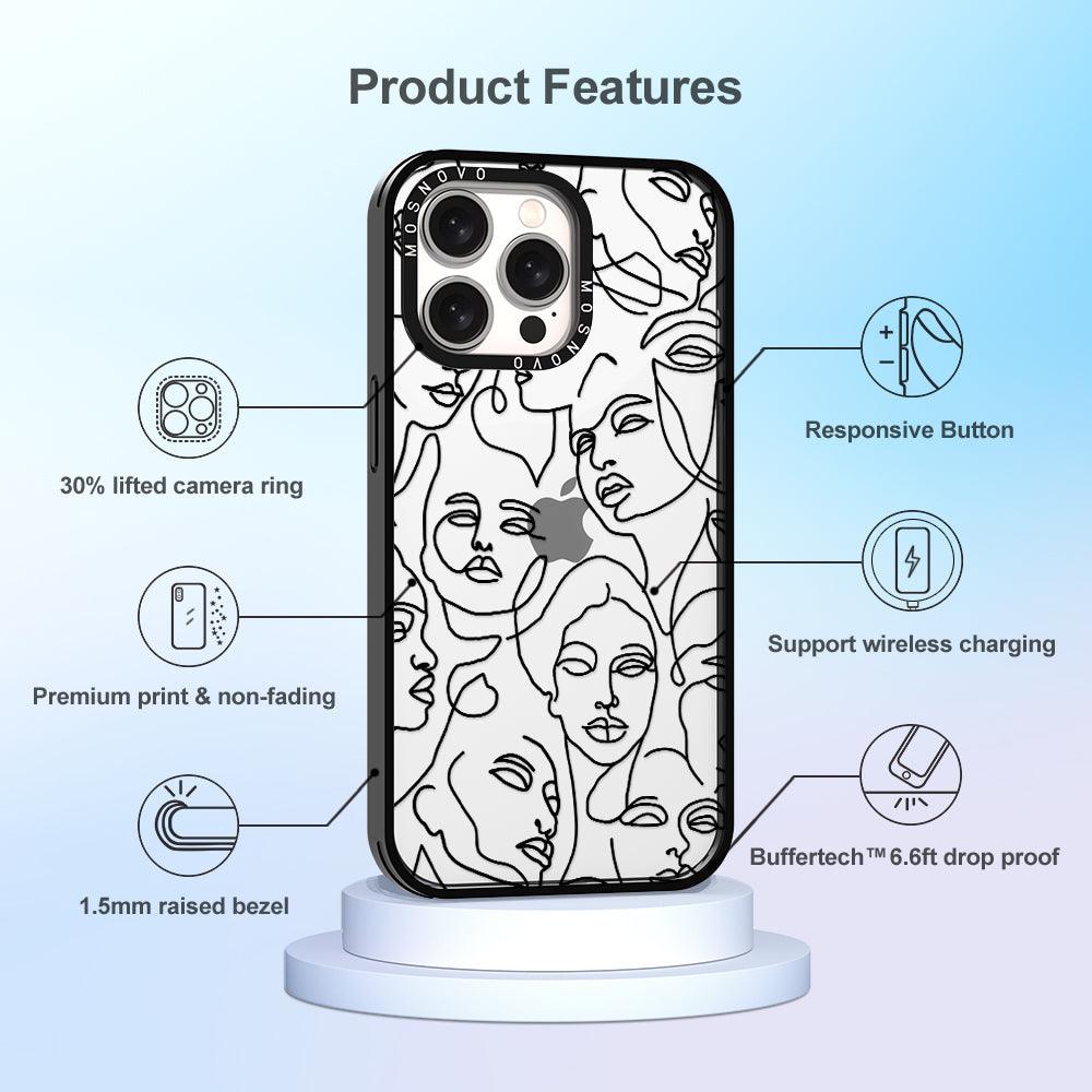 Abstract Face Line Art Phone Case - iPhone 15 Pro Max Case - MOSNOVO