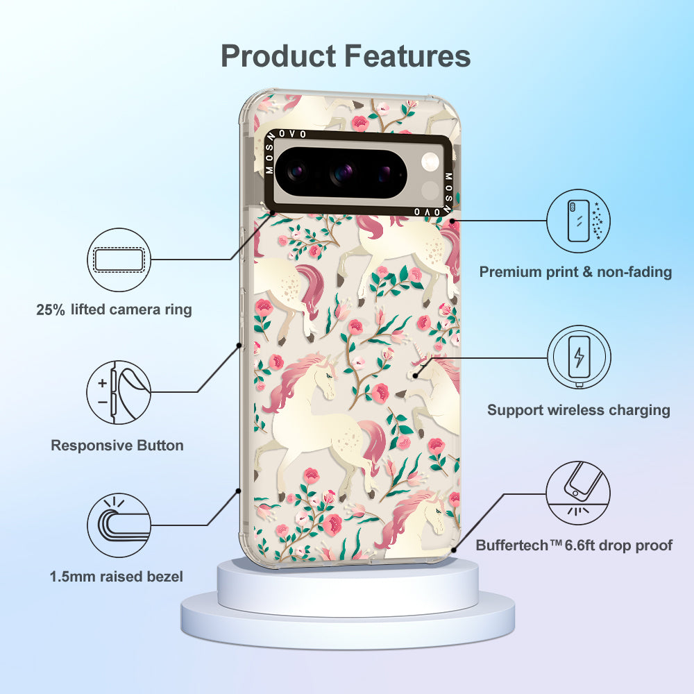 Unicorn with Floral Phone Case - Google Pixel 8 Pro Case - MOSNOVO