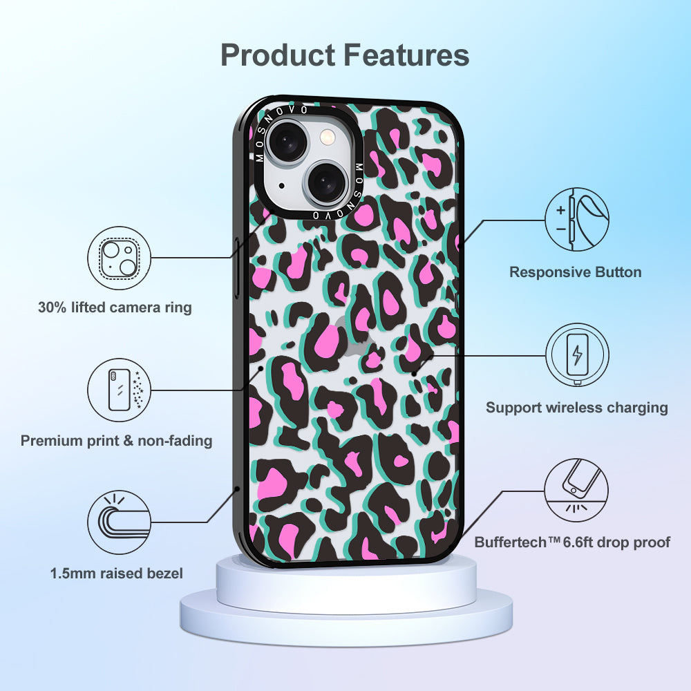 Hot Pink Leopard Print Phone Case - iPhone 15 Case - MOSNOVO