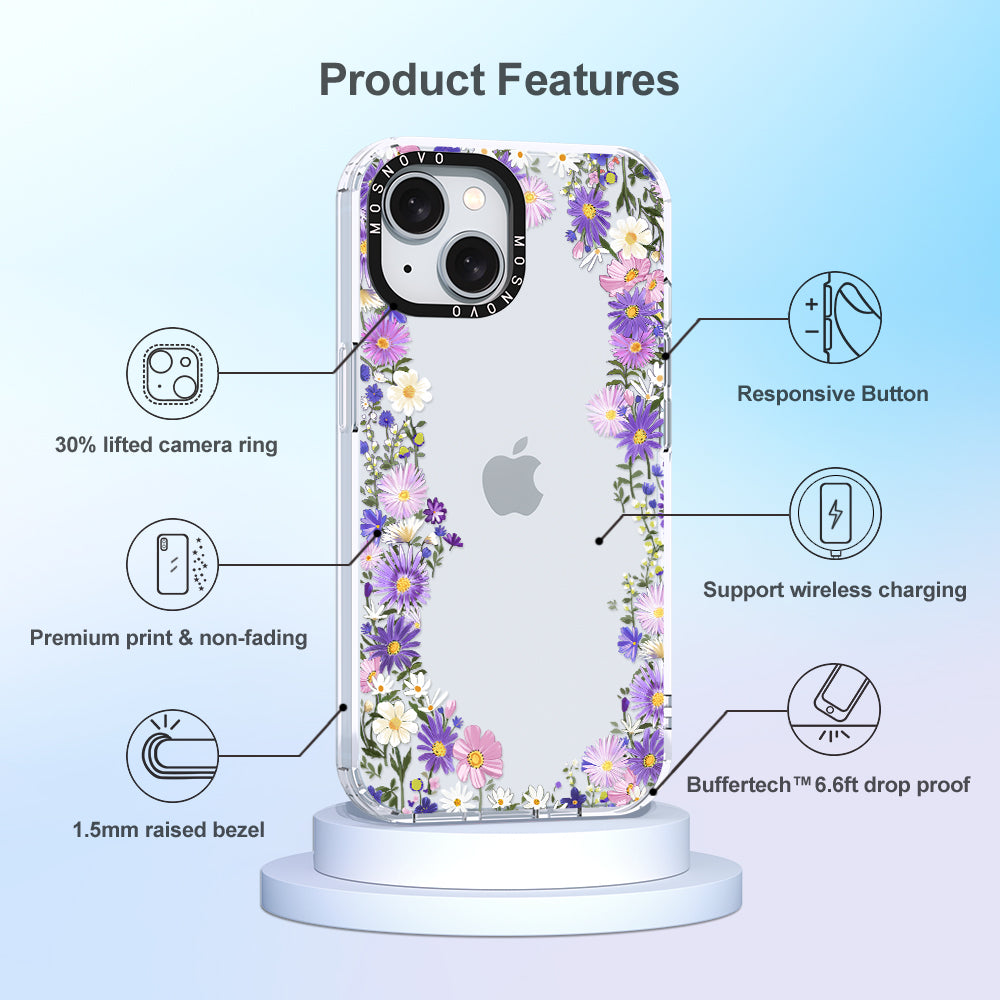 Purple Daisy Garden Phone Case - iPhone 15 Case - MOSNOVO