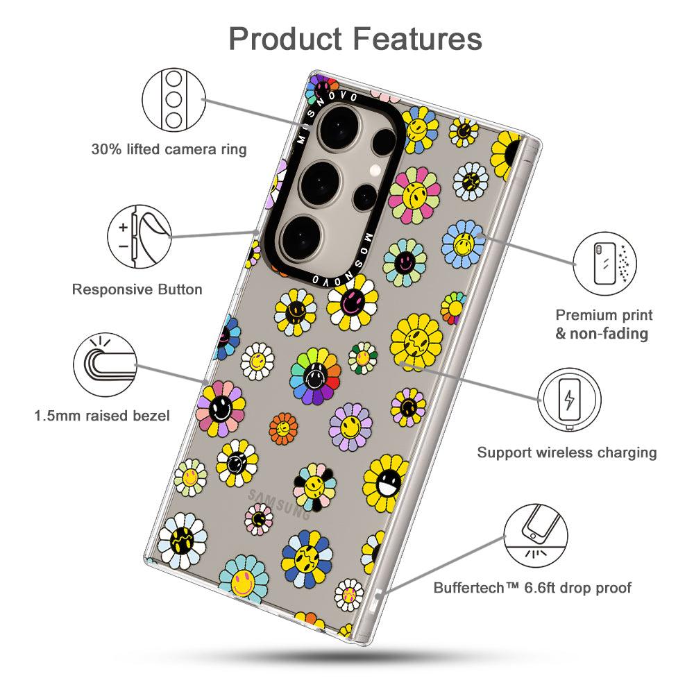 Flower Smiley Face Phone Case - Samsung Galaxy S24 Ultra Case - MOSNOVO