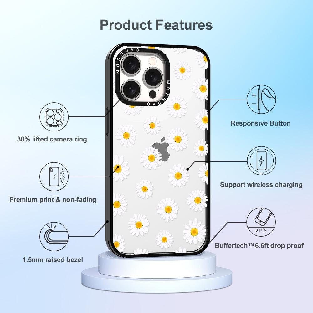 White Daisy Phone Case - iPhone 15 Pro Max Case - MOSNOVO