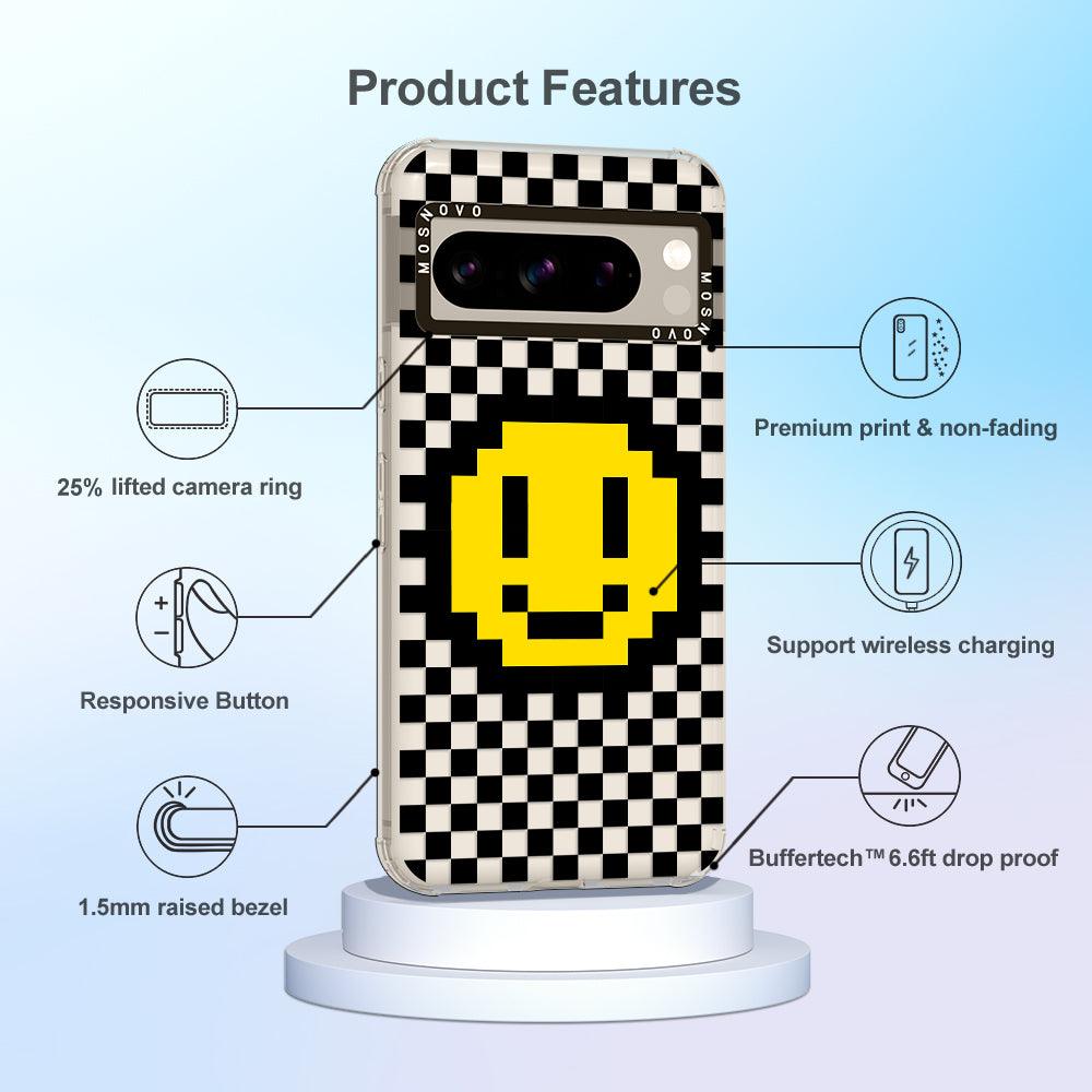 Smile Checkered Phone Case - Google Pixel 8 Pro Case - MOSNOVO