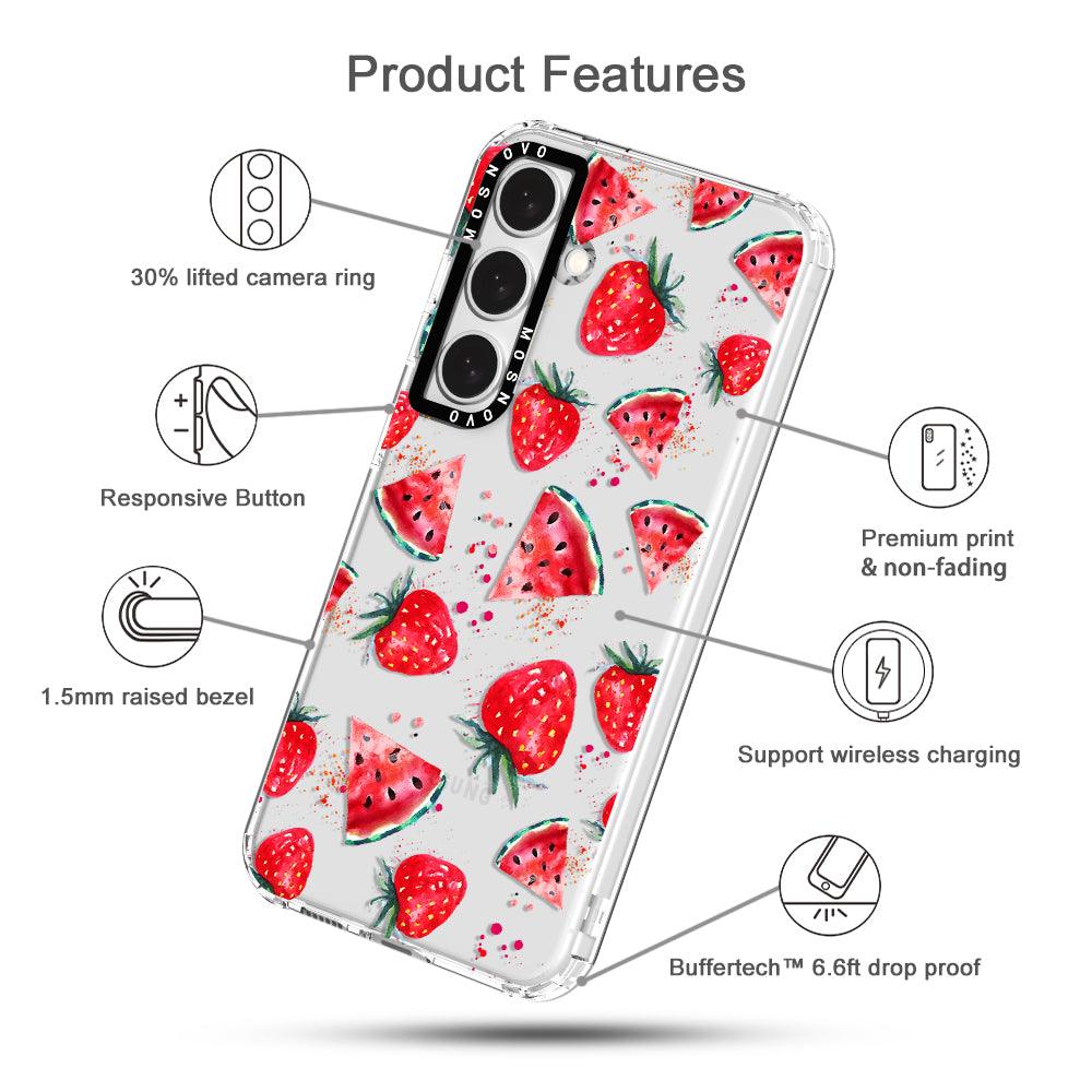 Watermelon and Strawberry Phone Case - Samsung Galaxy S24 Plus Case - MOSNOVO