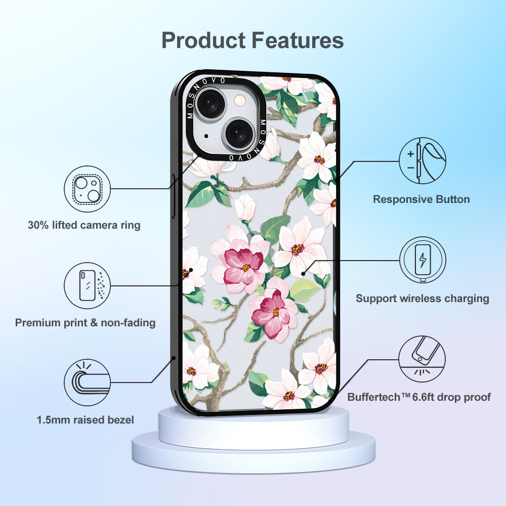 Magnolia Phone Case - iPhone 15 Plus Case - MOSNOVO