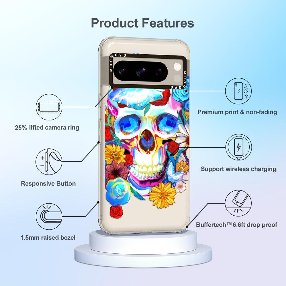 Sugar Flower Skull Phone Case - Google Pixel 8 Pro Case