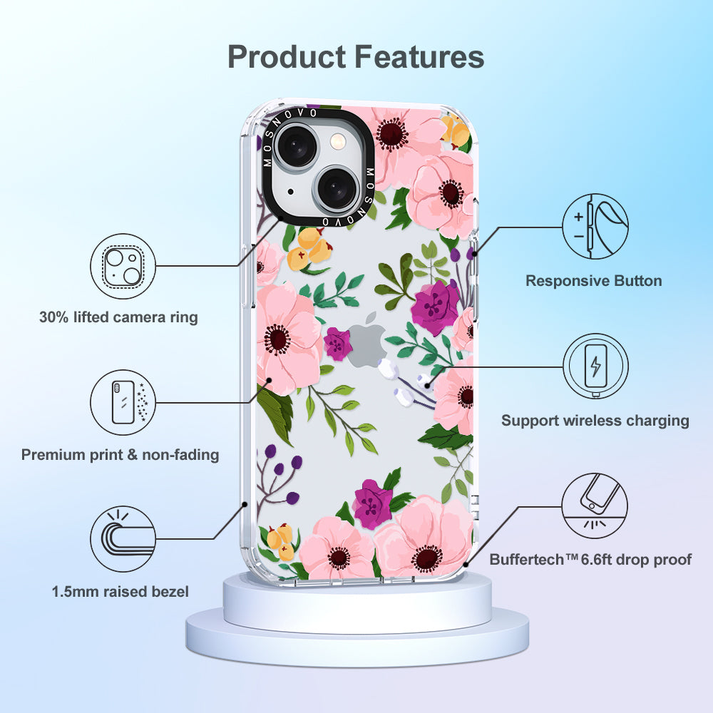 Watercolor Floral Phone Case - iPhone 15 Case - MOSNOVO