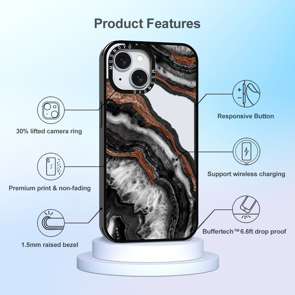 Black Agate Phone Case - iPhone 15 Case - MOSNOVO