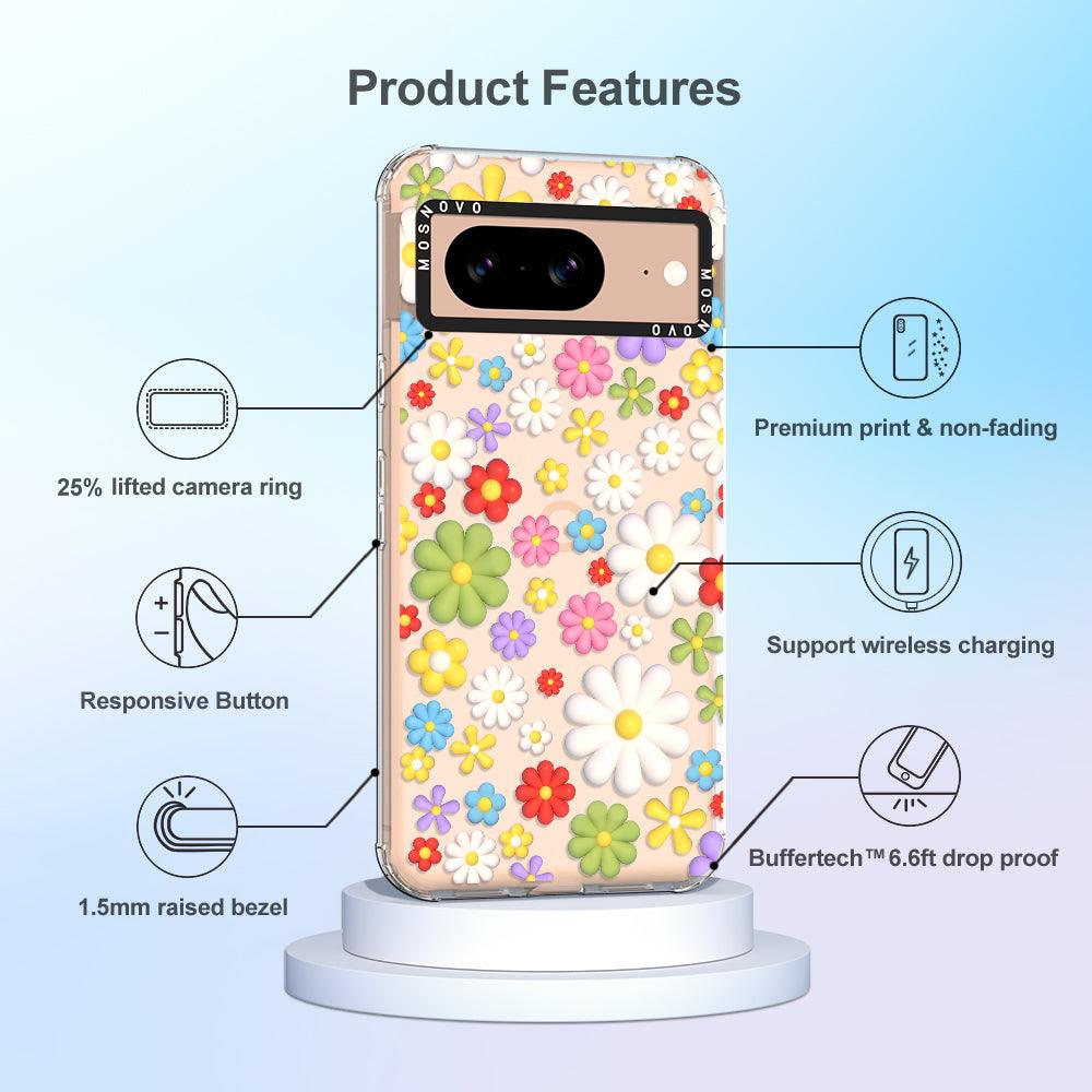 3D Flowers Phone Case - Google Pixel 8 Case - MOSNOVO