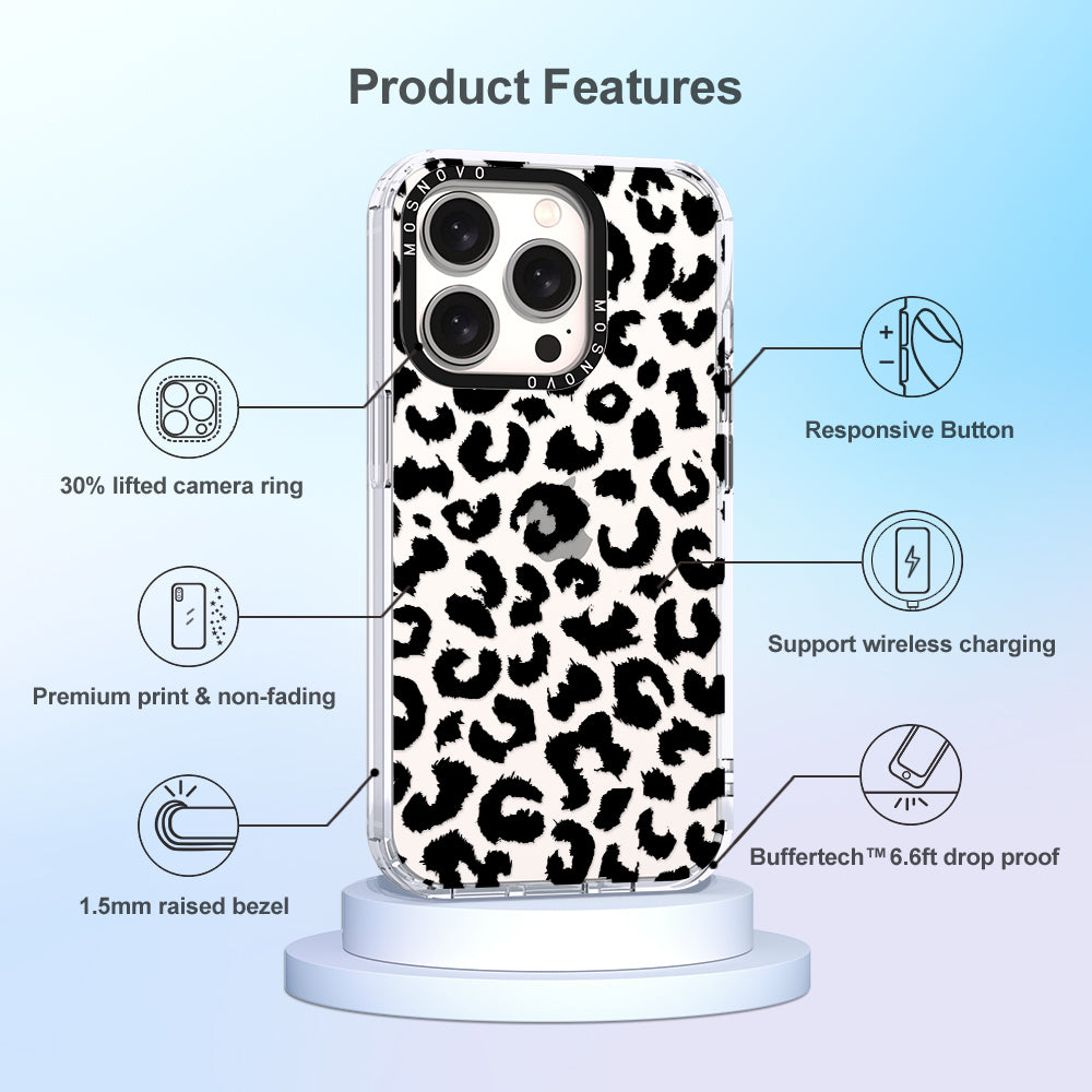 Black Leopard Phone Case - iPhone 15 Pro Case - MOSNOVO