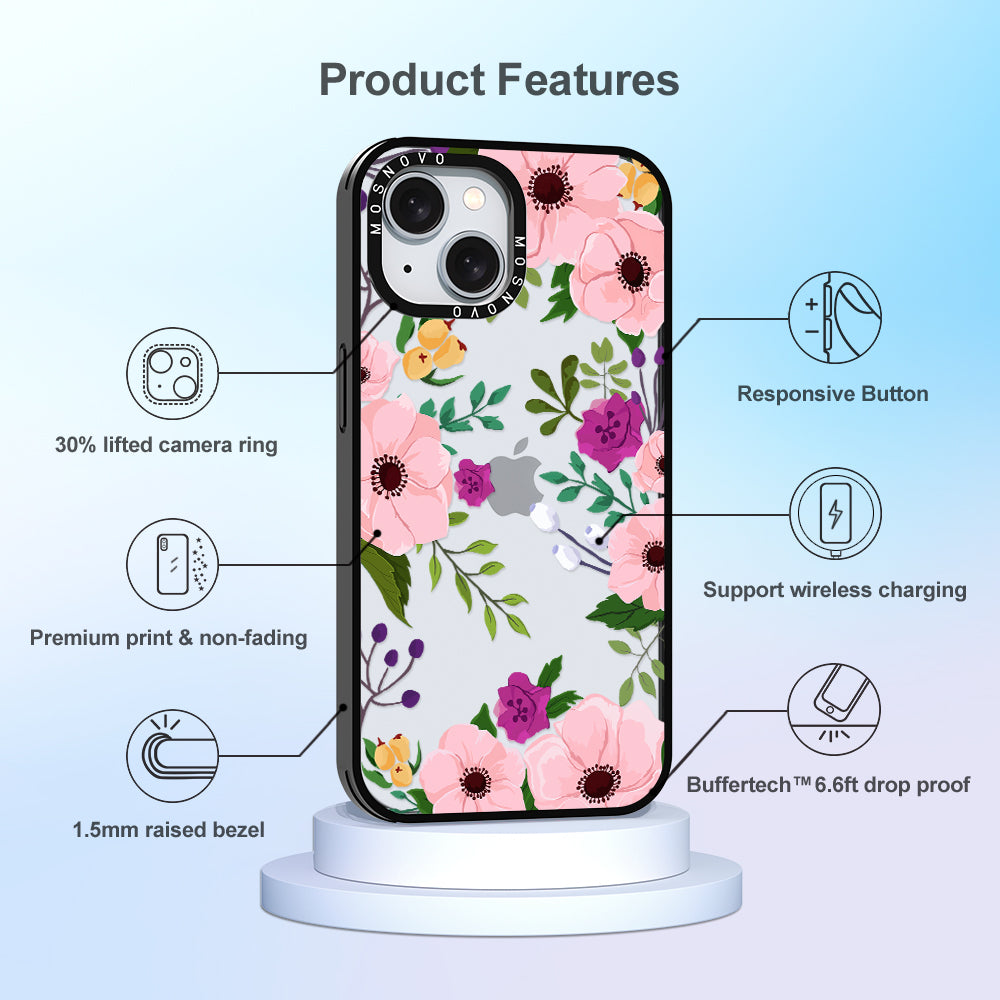 Watercolor Floral Phone Case - iPhone 15 Case - MOSNOVO