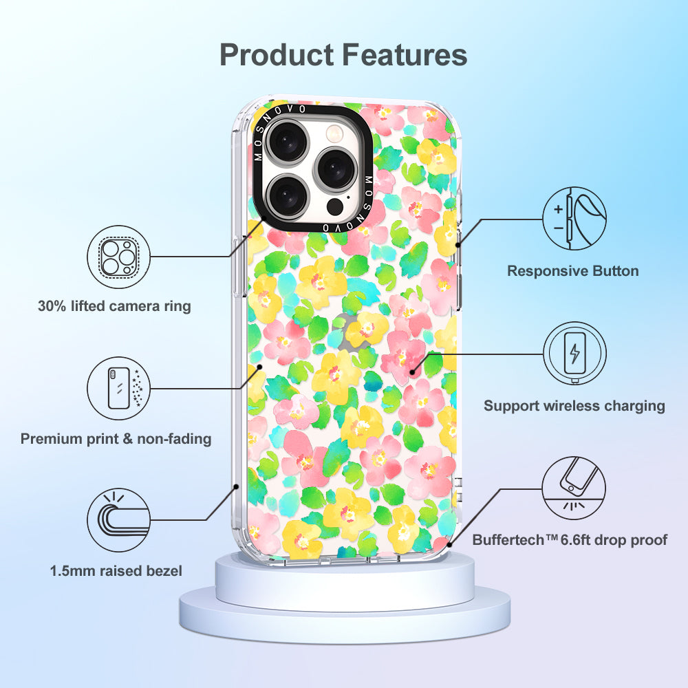 Floral Print Phone Case - iPhone 15 Pro Max Case - MOSNOVO