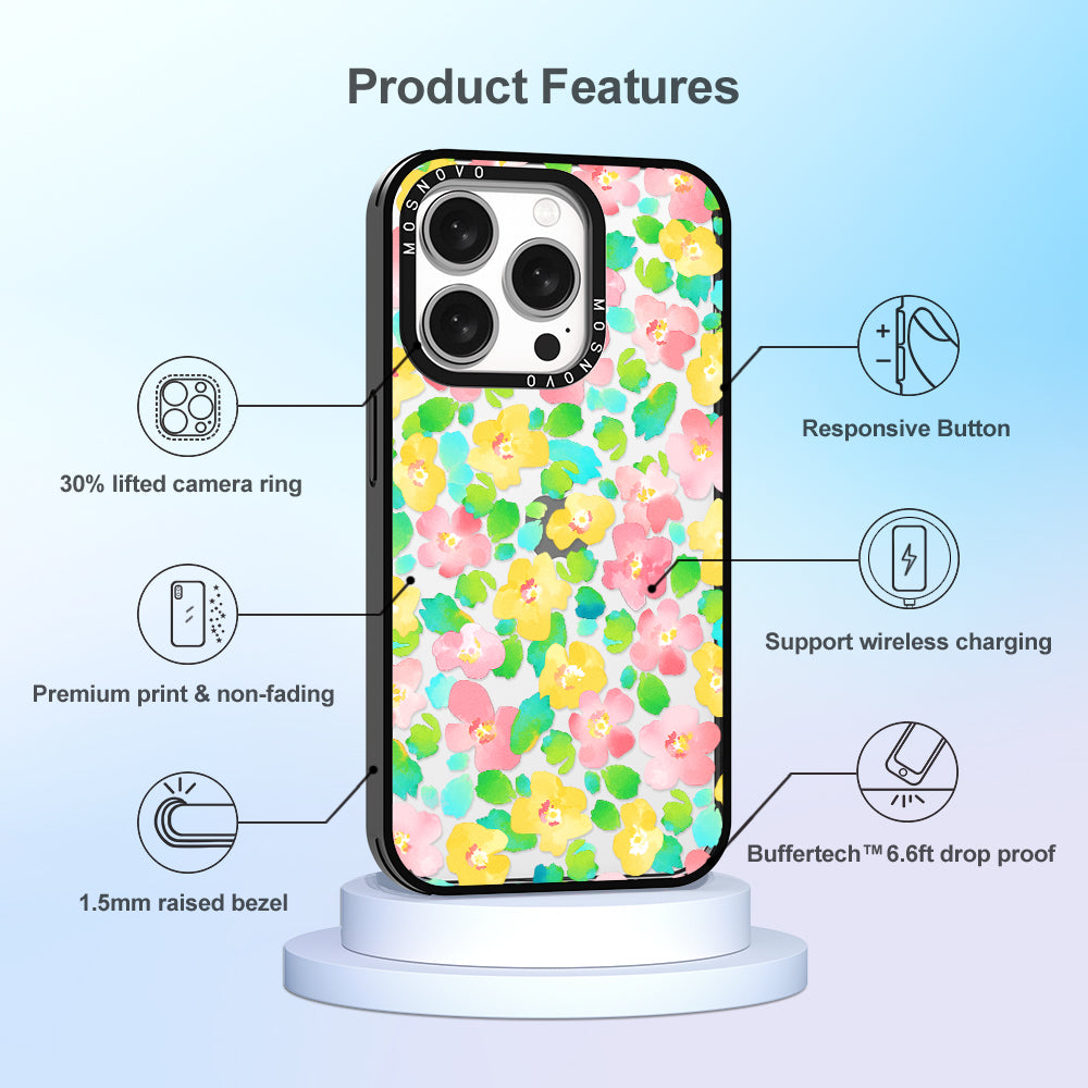 Floral Print Phone Case - iPhone 15 Pro Case - MOSNOVO