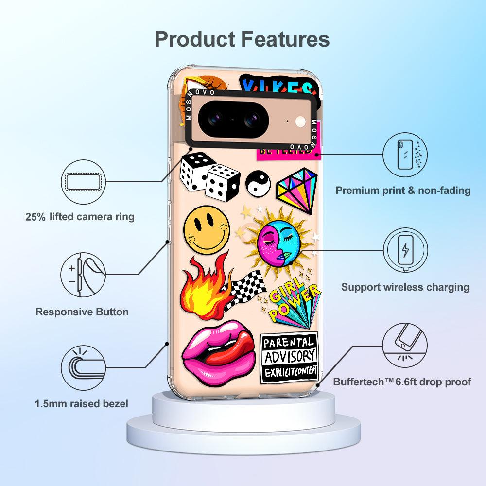 Funky Stickers Phone Case - Google Pixel 8 Case - MOSNOVO