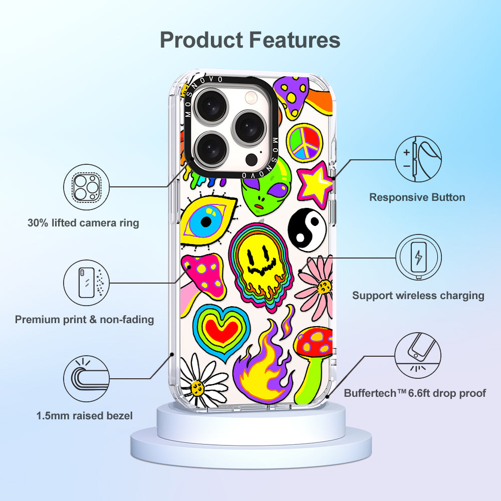 Hippie Rainbow Face Love Phone Case - iPhone 15 Pro Case - MOSNOVO