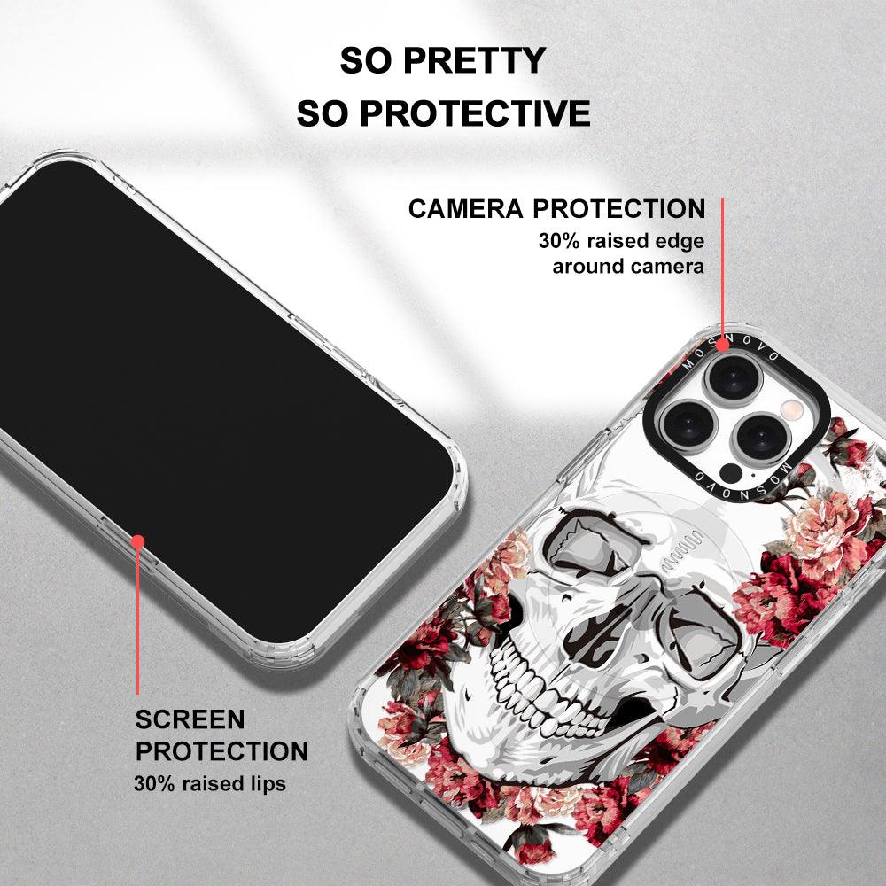 Red Flower Skull Phone Case - iPhone 15 Pro Max Case - MOSNOVO