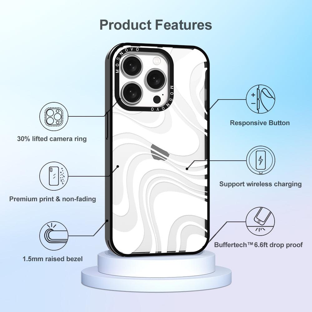 White Swirl Phone Case - iPhone 15 Pro Case - MOSNOVO