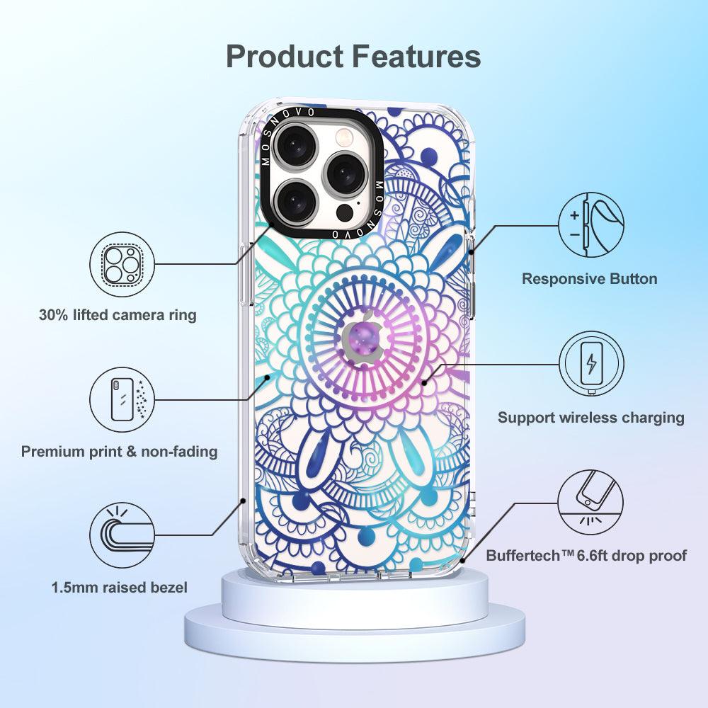 Violet Blue Mandala Phone Case - iPhone 15 Pro Max Case - MOSNOVO