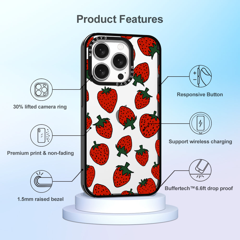 Red Strawberry Phone Case - iPhone 15 Pro Case - MOSNOVO