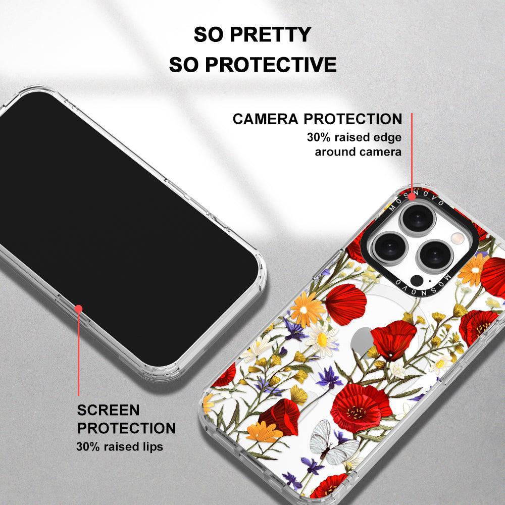 Poppy Floral Phone Case - iPhone 15 Pro Case - MOSNOVO