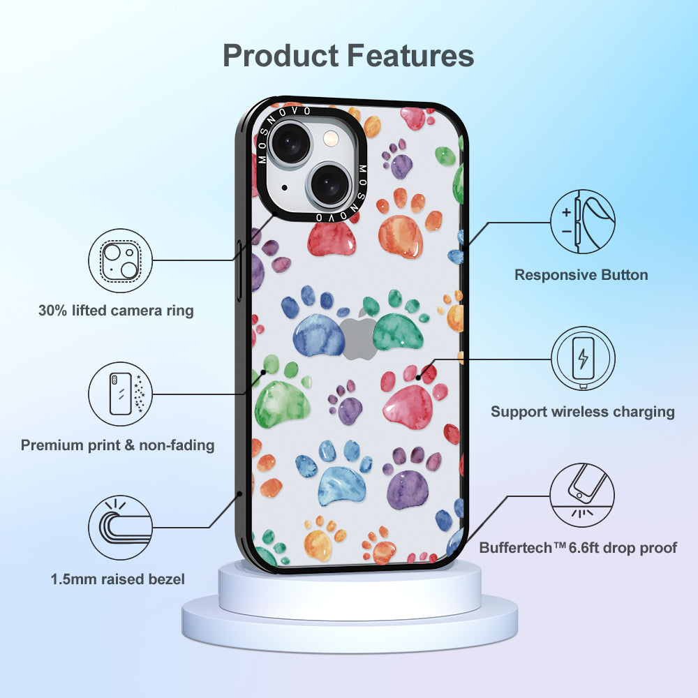 Colorful Paw Phone Case - iPhone 15 Case - MOSNOVO