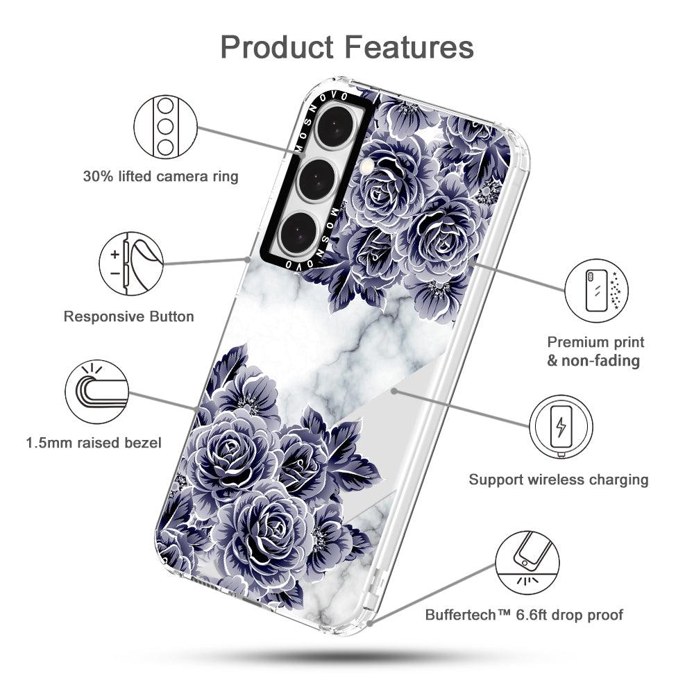 Purple Flower Marble Phone Case - Samsung Galaxy S24 Case - MOSNOVO