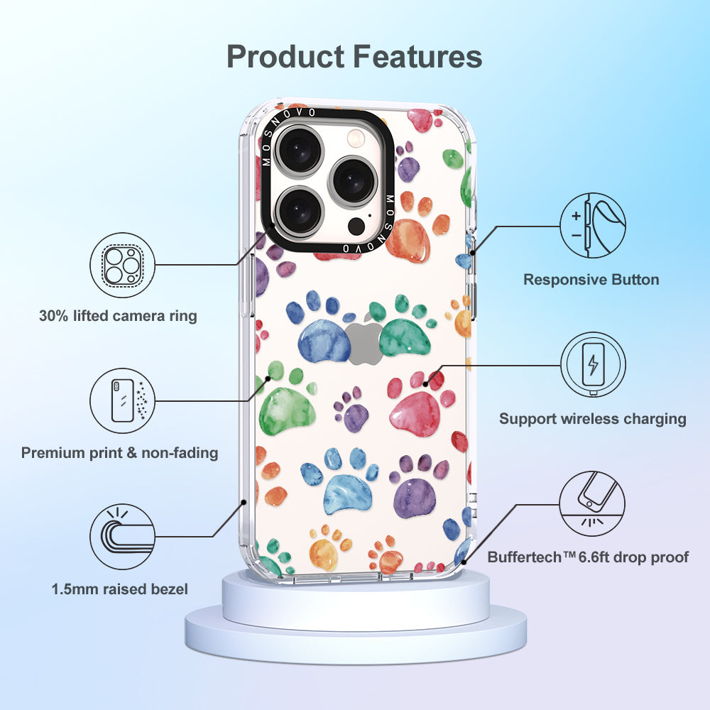 Colorful Paw Phone Case - iPhone 15 Pro Case - MOSNOVO