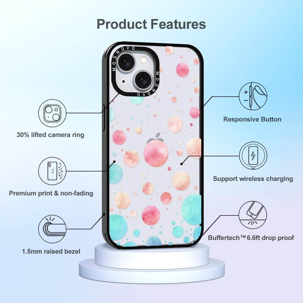 Watercolor Polka Dot Phone Case - iPhone 15 Case Black