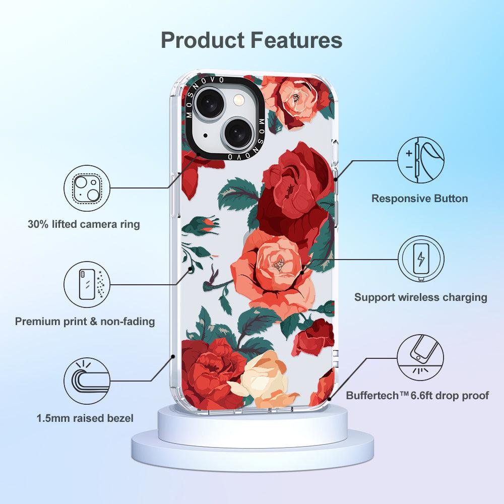 Vintage Red Rose Phone Case - iPhone 15 Plus Case - MOSNOVO