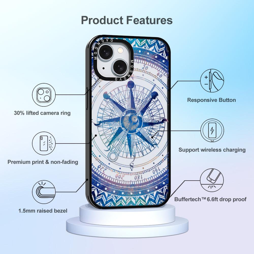 Galaxy Compass Phone Case - iPhone 15 Case Black