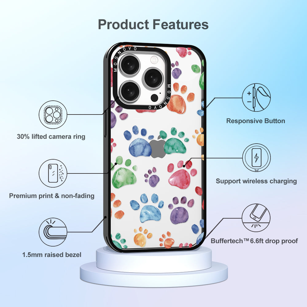 Colorful Paw Phone Case - iPhone 15 Pro Case - MOSNOVO