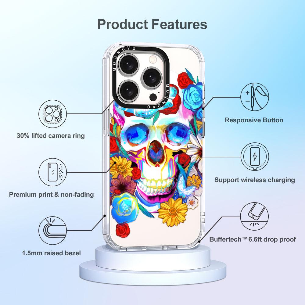 Neon Skull Phone Case - iPhone 15 Pro Case - MOSNOVO