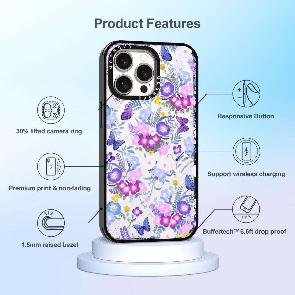 Purple Peri Nemophila Flower Phone Case - iPhone 15 Pro Max Case - MOSNOVO