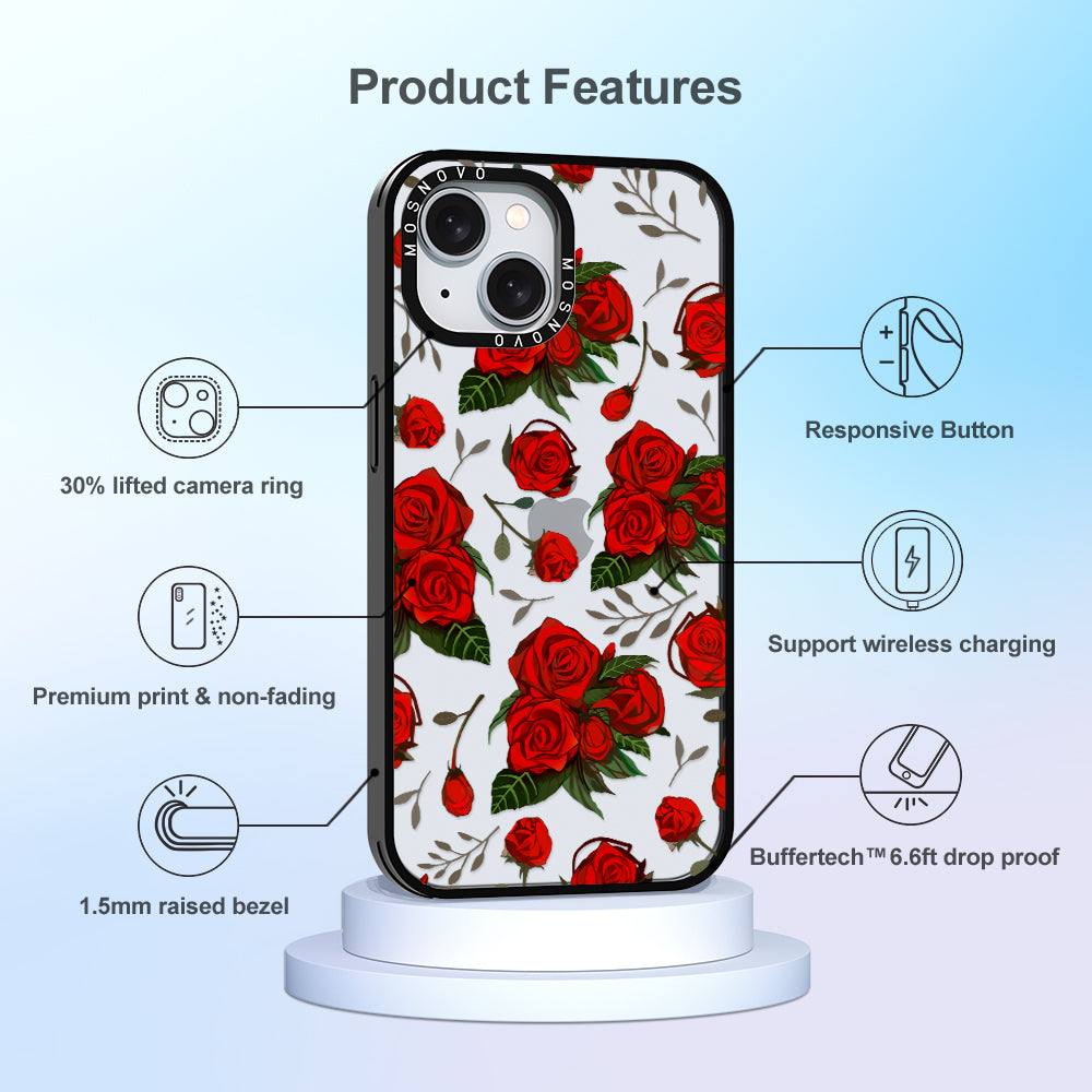 Simply Red Roses Phone Case - iPhone 15 Case - MOSNOVO