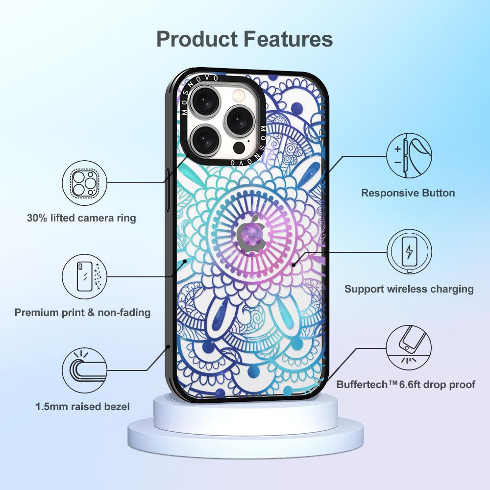 Violet Blue Mandala Phone Case - iPhone 15 Pro Max Case - MOSNOVO