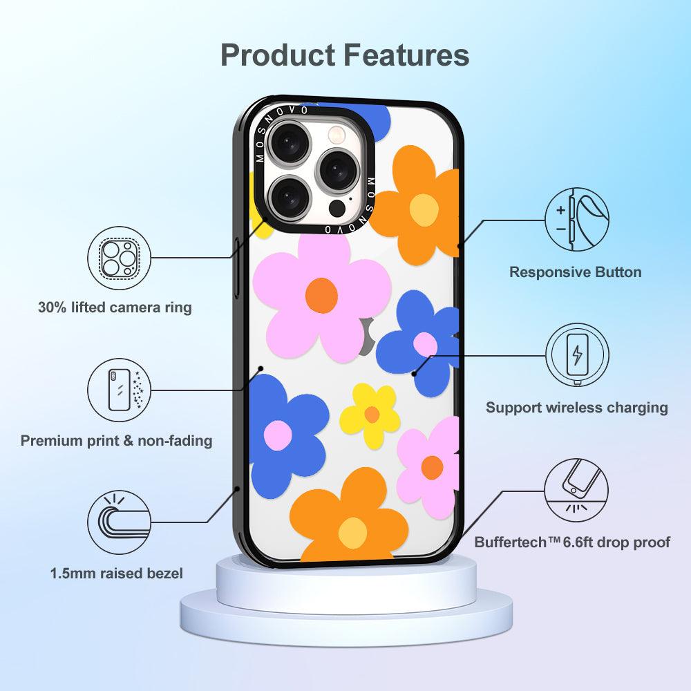 60's Groovy Flower Phone Case - iPhone 15 Pro Max Case - MOSNOVO