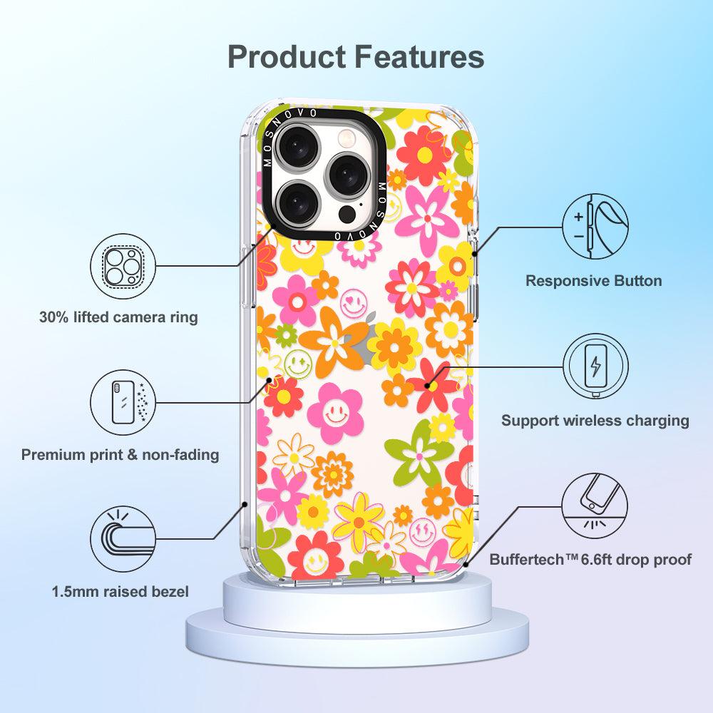 70's Groovy Floral Phone Case - iPhone 15 Pro Max Case - MOSNOVO