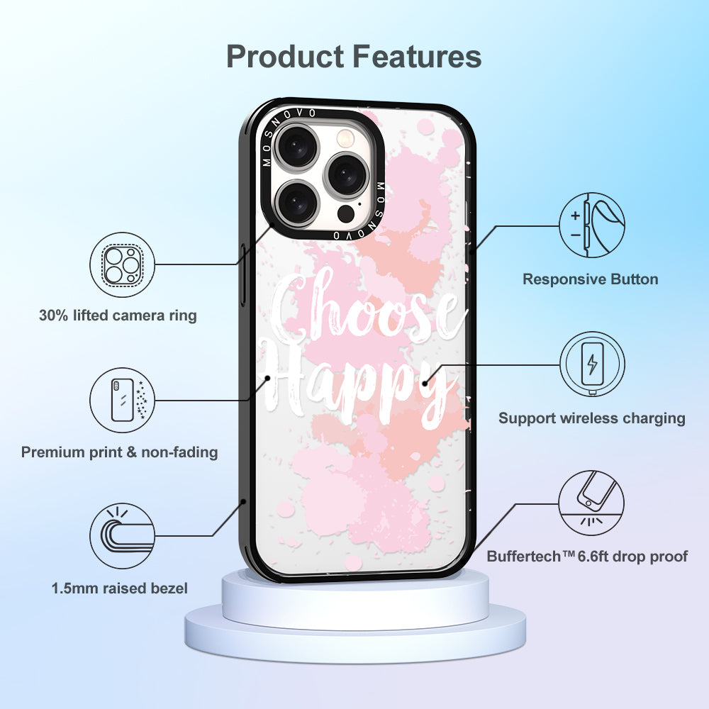 Choose Happy Phone Case - iPhone 15 Pro Max Case - MOSNOVO