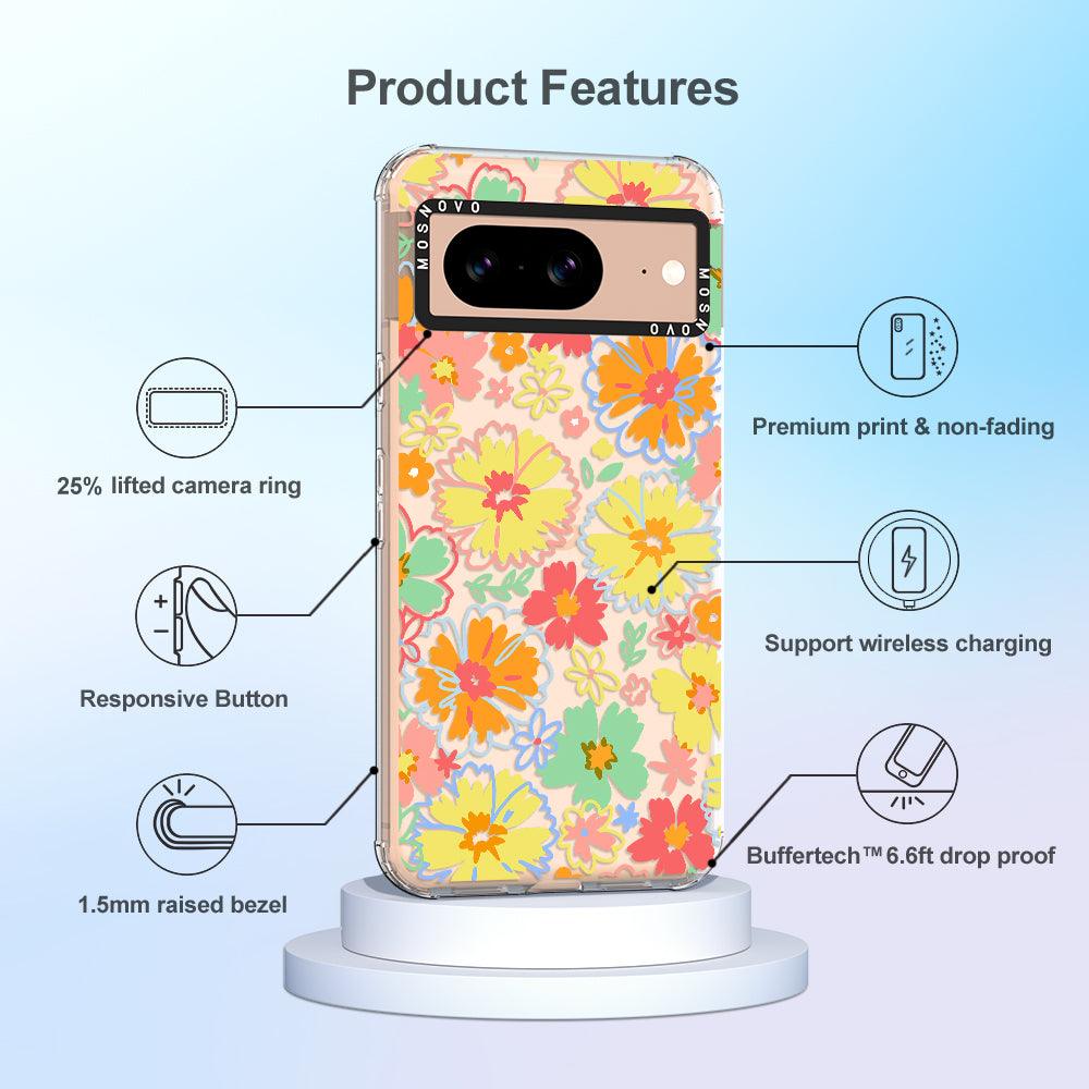 Retro Boho Hippie Flowers Phone Case - Google Pixel 8 Case