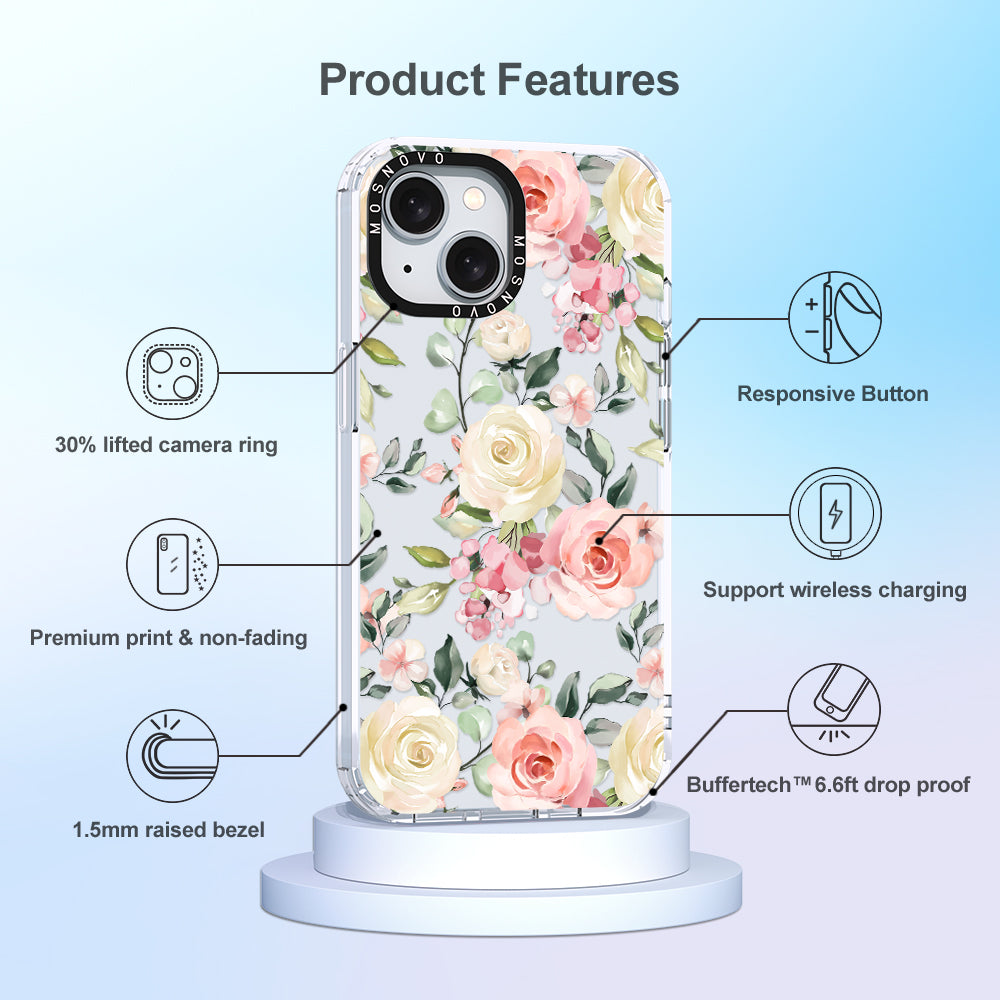 Watercolor Flower Floral Phone Case - iPhone 15 Plus Case - MOSNOVO