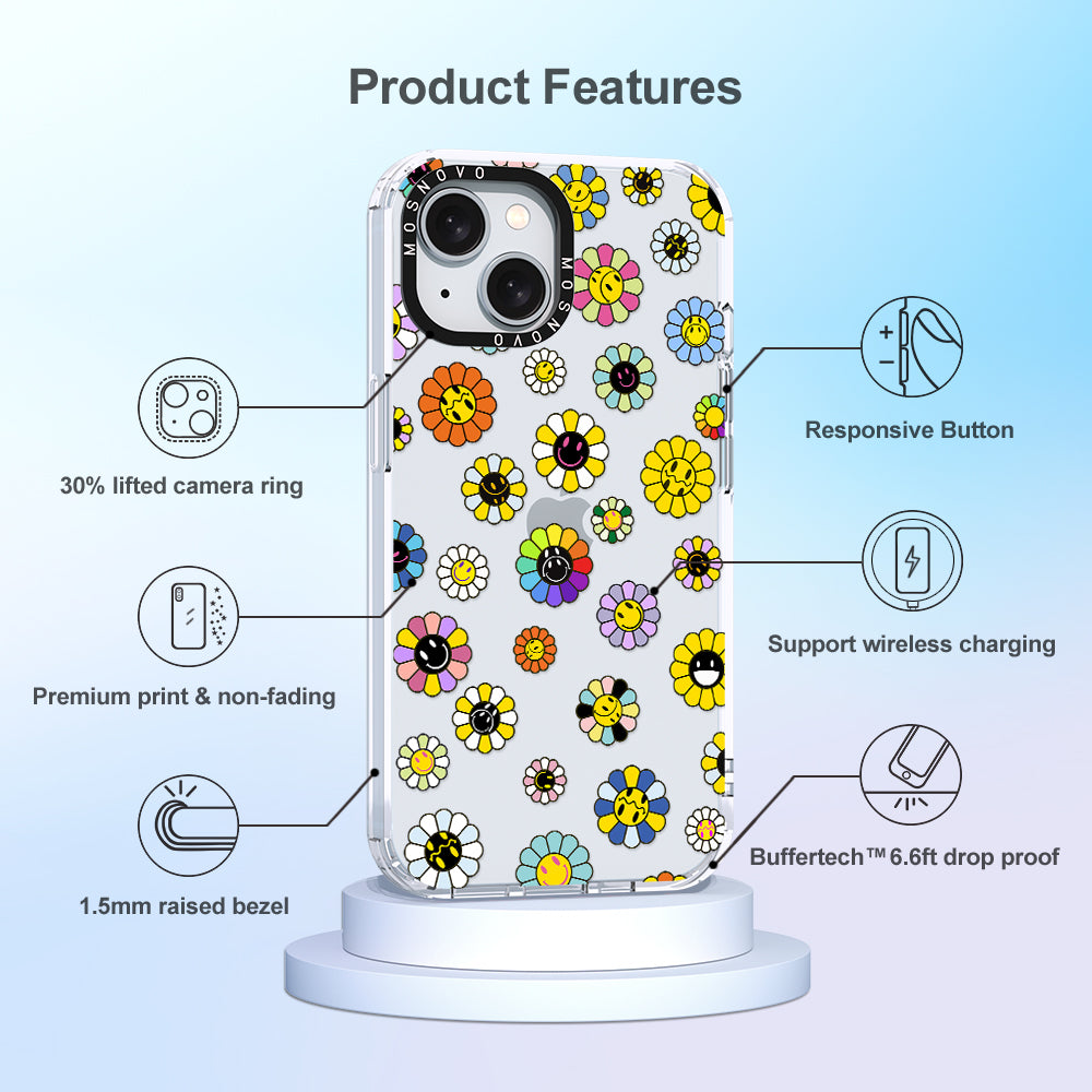 Flower Smiley Face Phone Case - iPhone 15 Plus Case - MOSNOVO